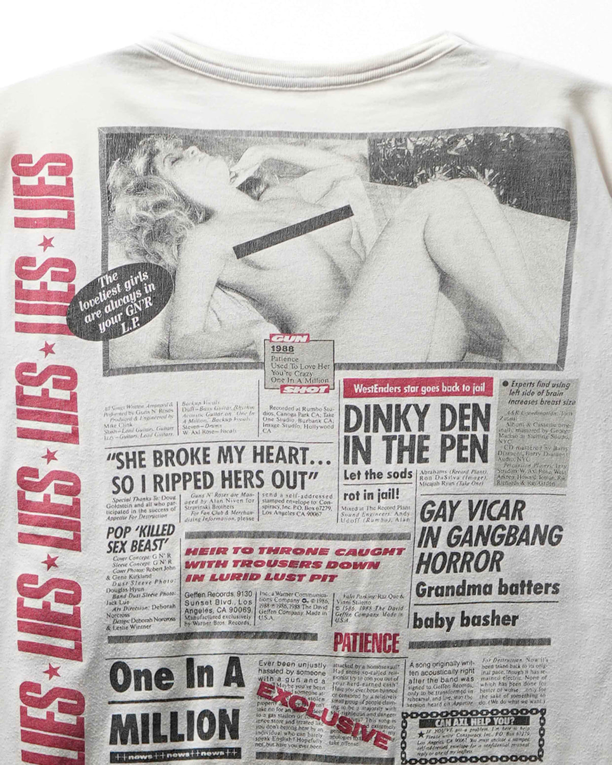 Vintage "Guns N' Roses GN'R Lies" White T-Shirt - product view 4
