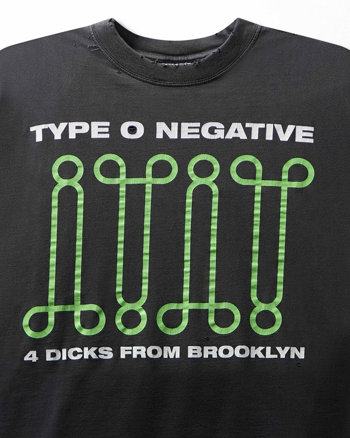 Vintage Blue Grape "Type O Negative 4 Dicks from Brooklyn" Black Faded Distressed T-Shirt - product view 2