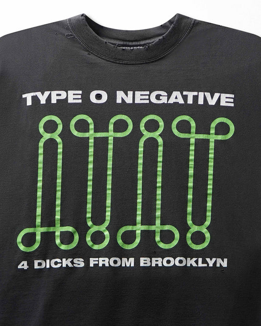 Vintage Blue Grape "Type O Negative 4 Dicks from Brooklyn" Black Faded Distressed T-Shirt - product view 2