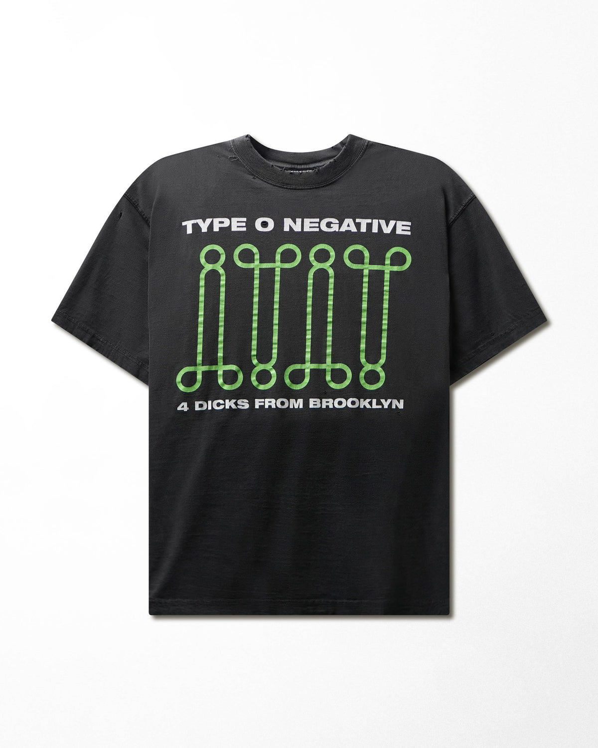 Vintage Blue Grape "Type O Negative 4 Dicks from Brooklyn" Black Faded Distressed T-Shirt - product view 1