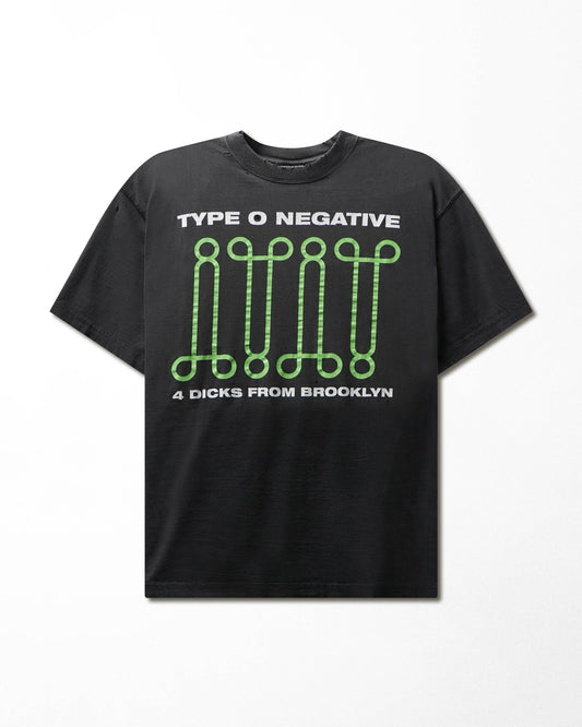 Vintage Blue Grape "Type O Negative 4 Dicks from Brooklyn" Black Faded Distressed T-Shirt - product view 1