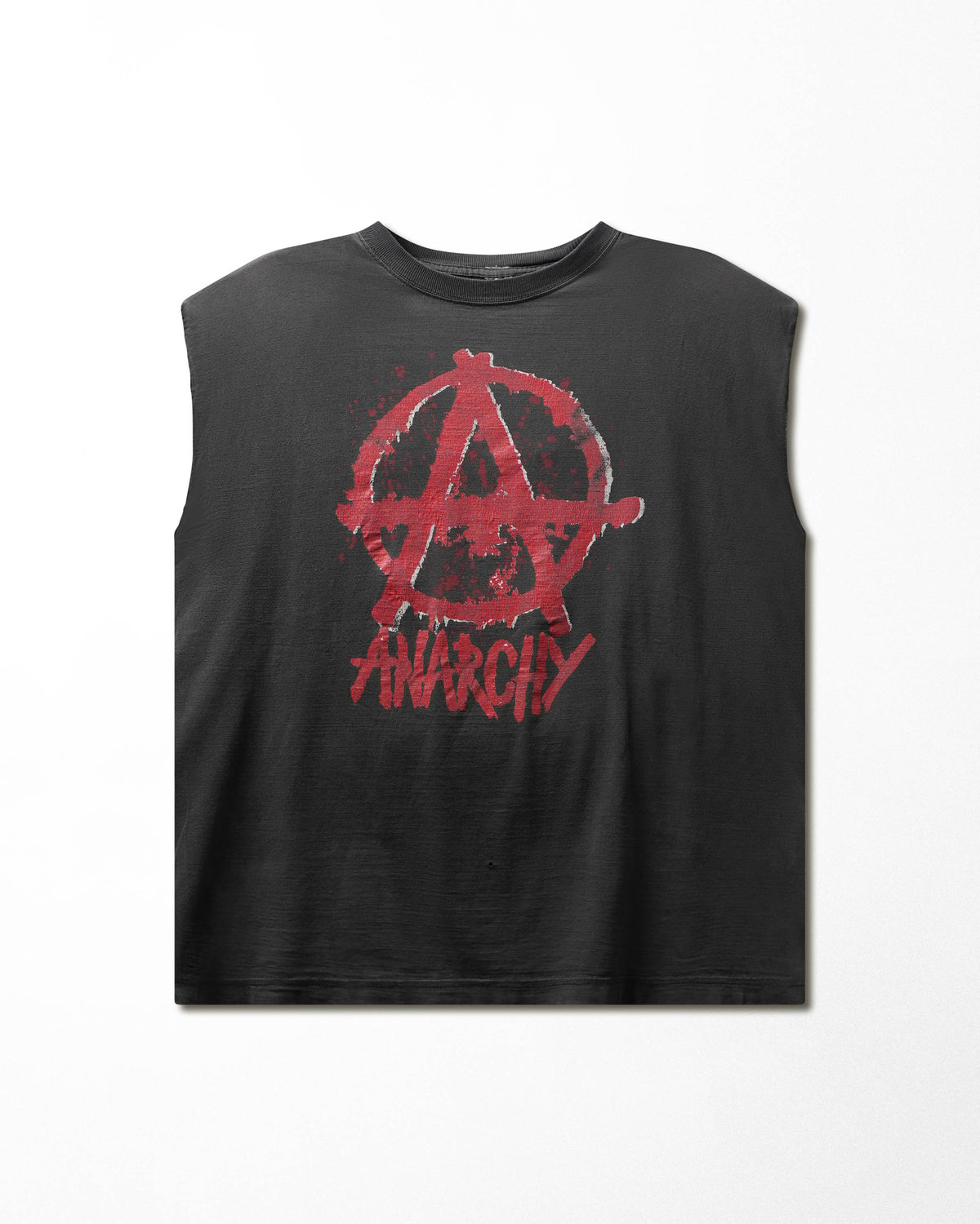 Vintage "Anarchy" Black Faded Sleeveless T-Shirt - product view 1