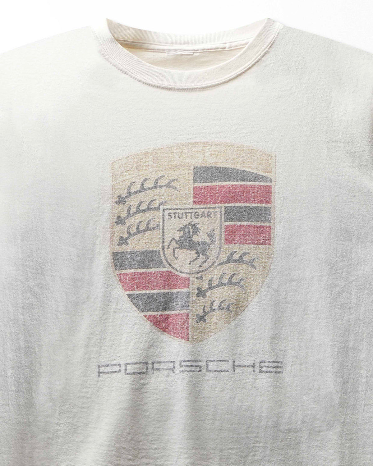 Vintage "Porsche Crest" White Faded T-Shirt - product view 2