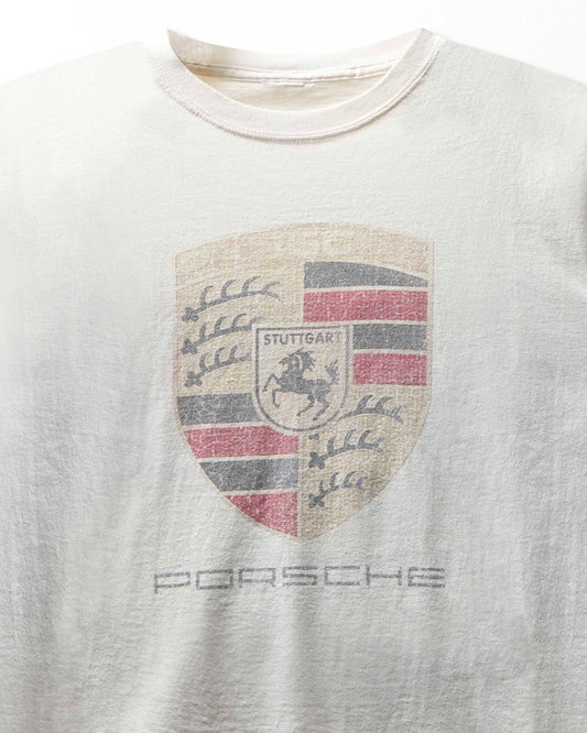 Vintage "Porsche Crest" White Faded T-Shirt - product view 2