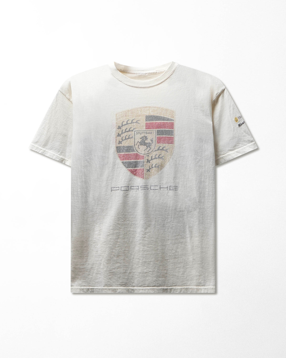 Vintage "Porsche Crest" White Faded T-Shirt - product view 1
