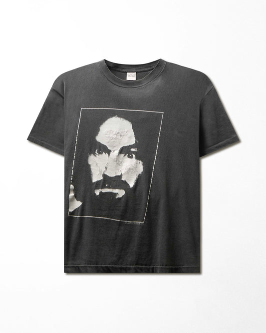 Vintage Murina "Charles Manson" Black Faded T-Shirt - product view 1