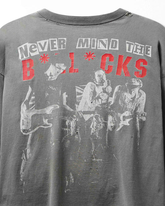 Vintage Badbros "Sex Pistols Never Mind the Bollocks" Grey Faded Distressed Long Sleeve T-Shirt - product view 2