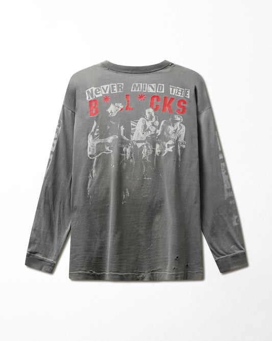 Vintage Badbros "Sex Pistols Never Mind the Bollocks" Grey Faded Distressed Long Sleeve T-Shirt - product view 1