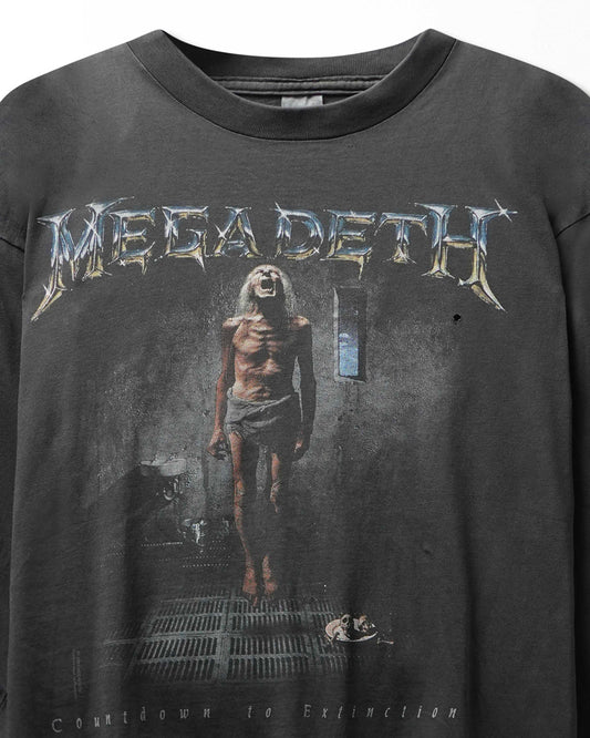 Vintage "Megadeth Countdown to Extinction" Black Faded Distressed Long Sleeve T-Shirt - product view 2