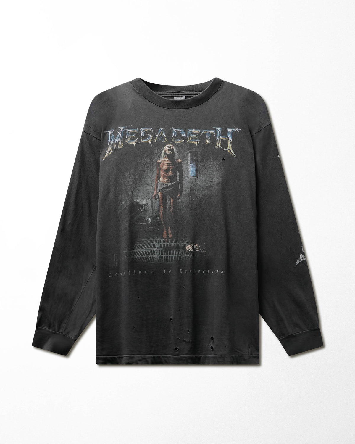 Vintage "Megadeth Countdown to Extinction" Black Faded Distressed Long Sleeve T-Shirt - product view 1