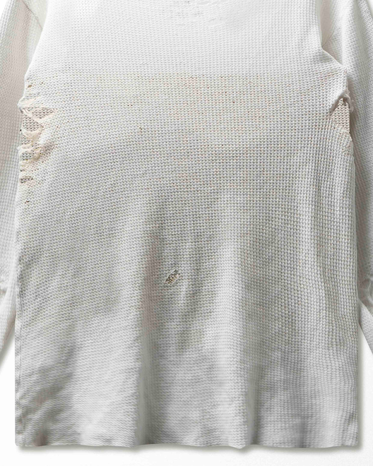 Vintage White Destroyed Stained Thermal T-Shirt - product view 6