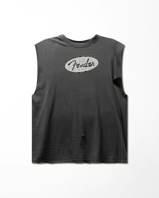 Vintage Fender Black Faded Distressed Sleeveless T-Shirt - product view 1