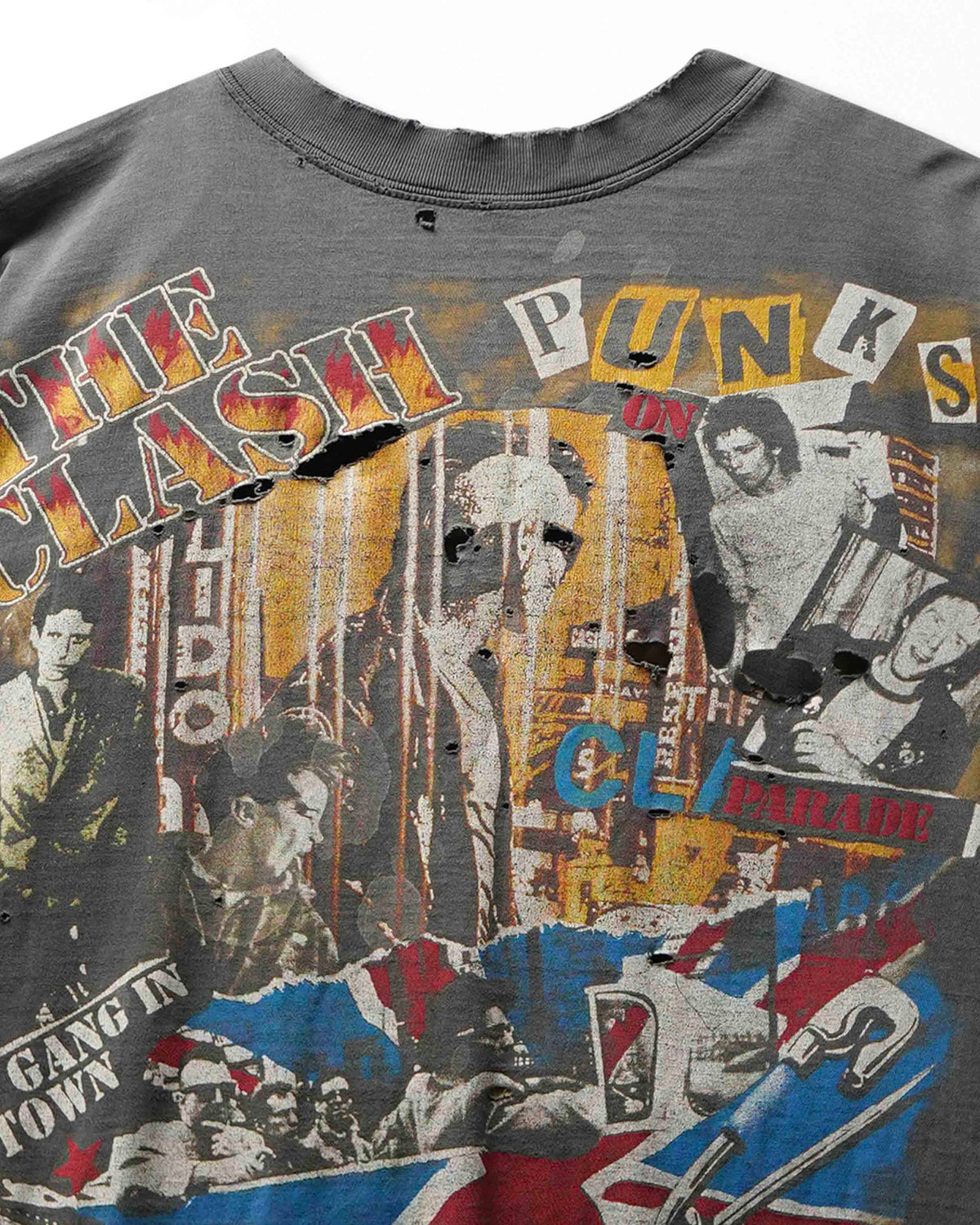 Vintage "The Clash Punks Not Dead" Black Faded Destroyed T-Shirt - product view 2