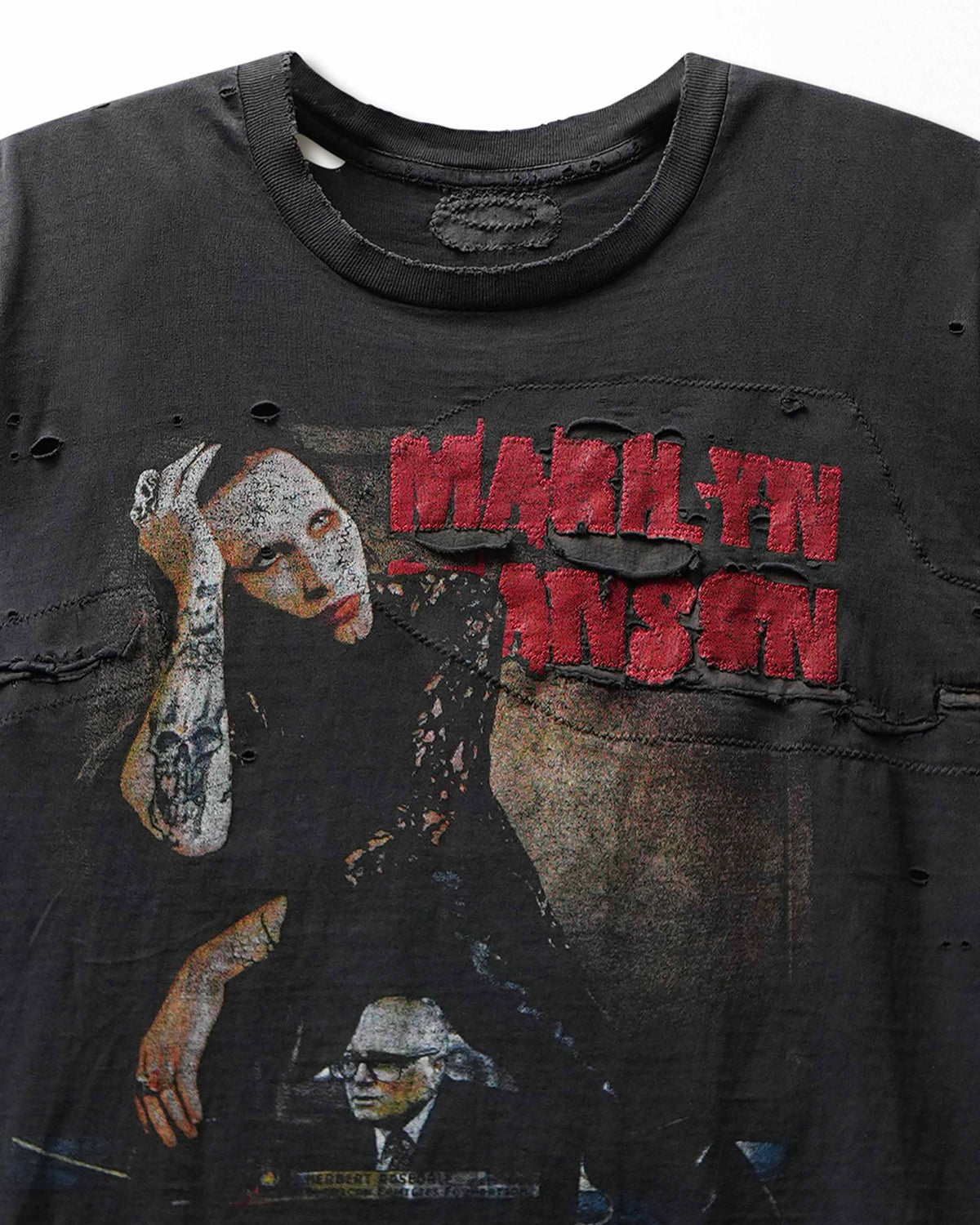 Vintage "Marilyn Manson" Black Faded Repaired Destroyed T-Shirt - product view 2