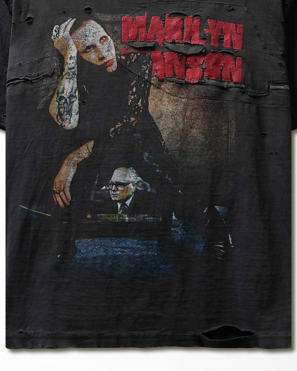 Vintage "Marilyn Manson" Black Faded Repaired Destroyed T-Shirt - product view 3