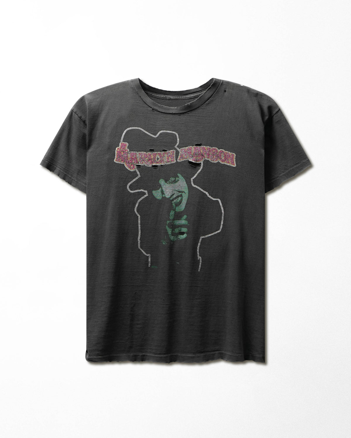 Vintage Winterland "Marilyn Manson Dope Fiend" Black Faded Thrashed T-Shirt - product view 1