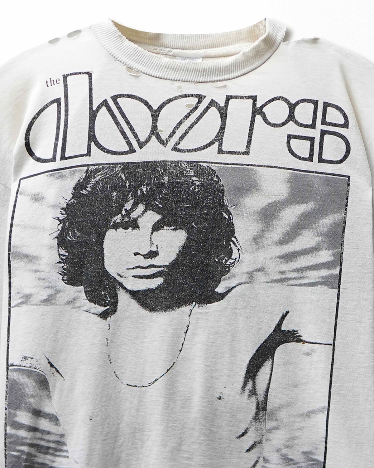 Vintage Sierra Teez "The Doors Jim Morrison" White Destroyed Long Sleeve T-Shirt - product view 2