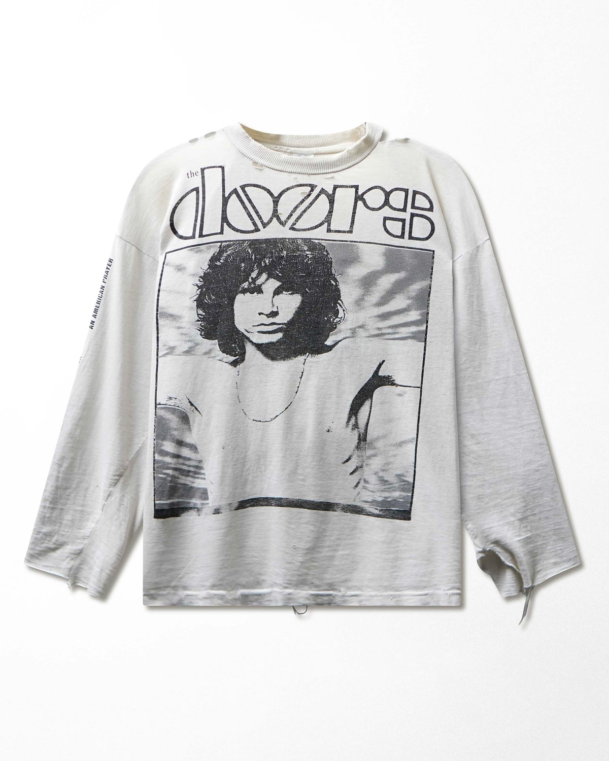 Vintage Sierra Teez "The Doors Jim Morrison" White Destroyed Long Sleeve T-Shirt - product view 1