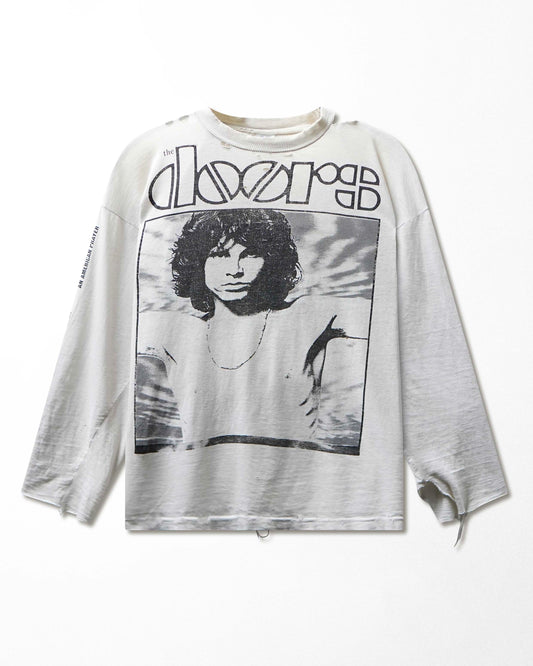 Vintage Sierra Teez "The Doors Jim Morrison" White Destroyed Long Sleeve T-Shirt - product view 1
