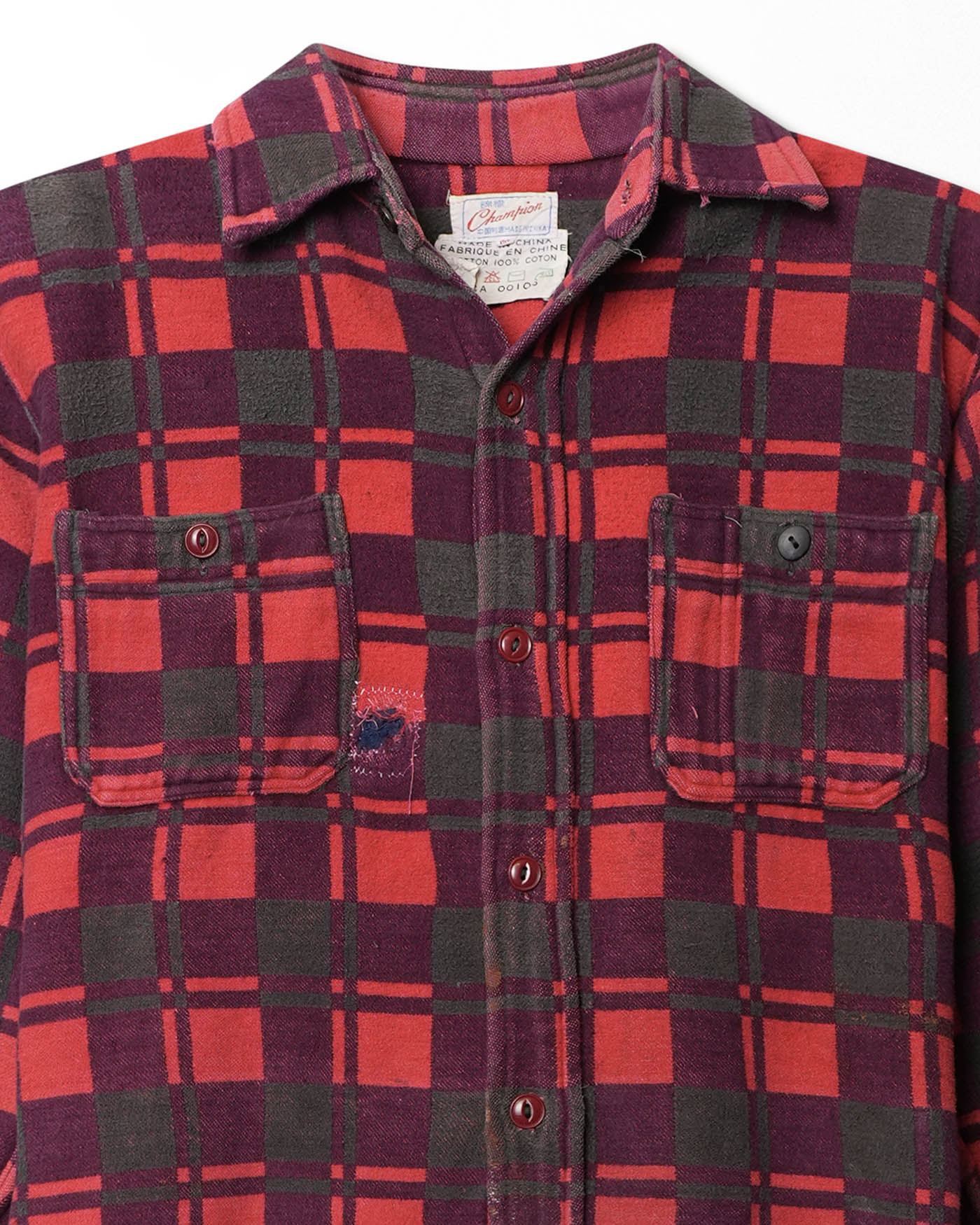 CHAMPION CHECKERED RED FLANNEL SHIRT
