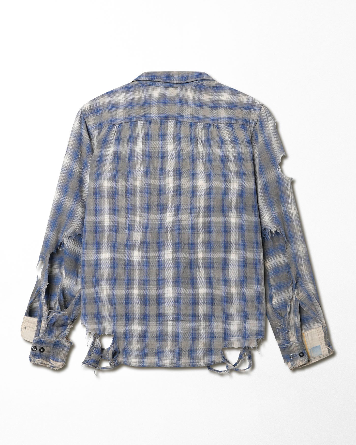 BRENT BLUE GREY CHECK DESTROYED SHIRT