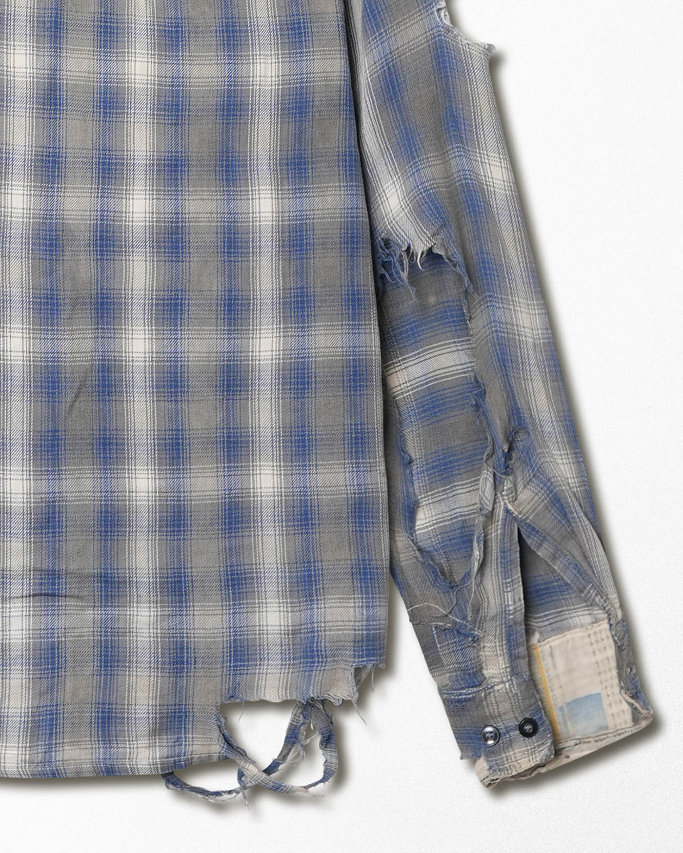 BRENT BLUE GREY CHECK DESTROYED SHIRT