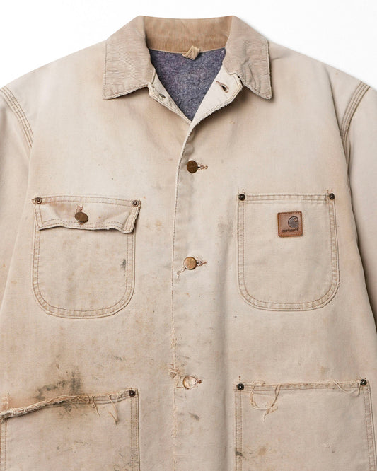 CARHARTT BEIGE DISTRESSED CHORE JACKET