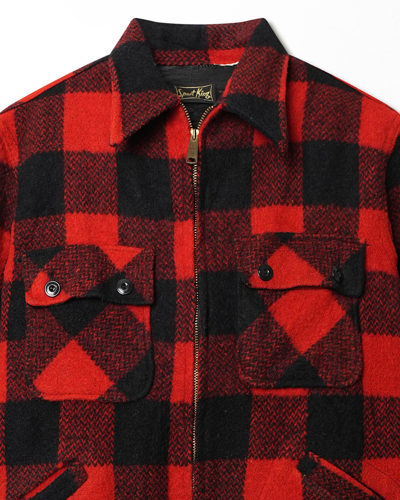 SPORT KING RED BLACK PLAID WOOL JACKET