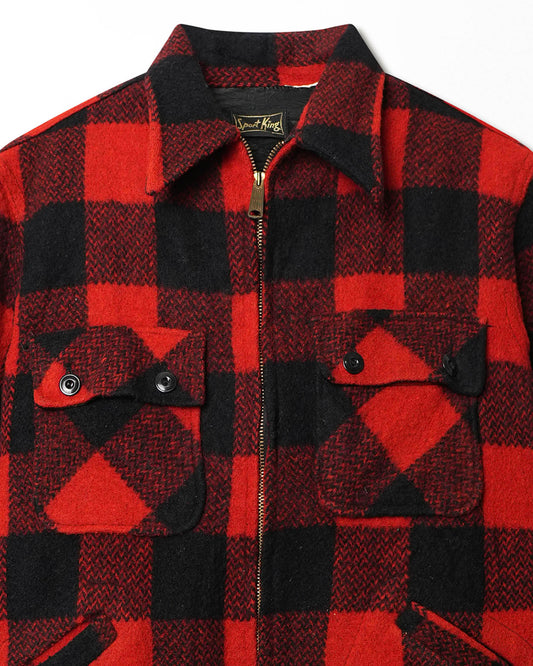 SPORT KING RED BLACK PLAID WOOL JACKET