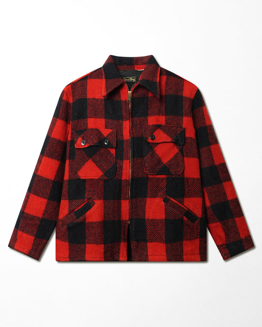 SPORT KING RED BLACK PLAID WOOL JACKET