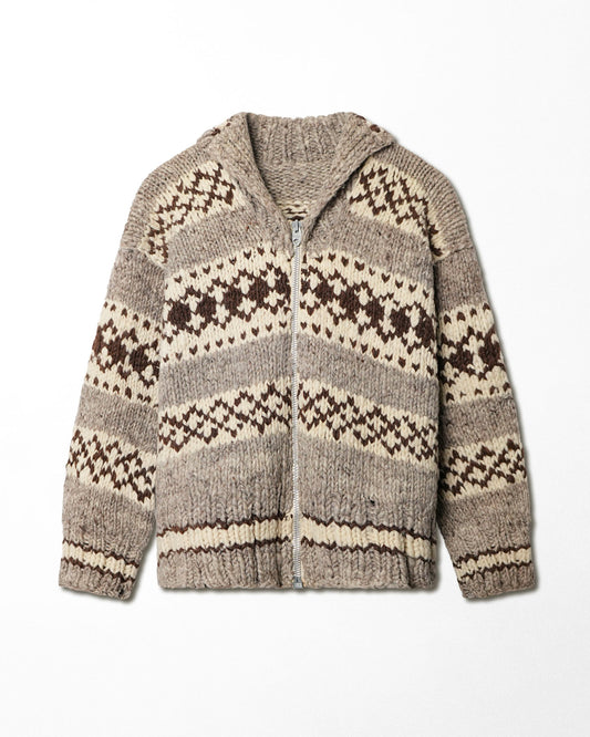 BEIGE AND BROWN ZIP UP KNIT
