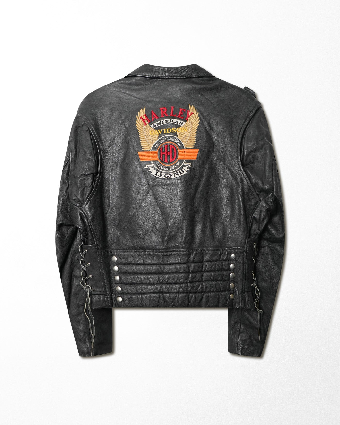 BLACK LEATHER JACKET WITH HARLEY DAVIDSON EMBROIDERY