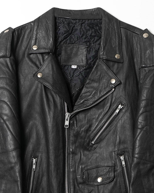 BLACK LEATHER JACKET WITH HARLEY DAVIDSON EMBROIDERY
