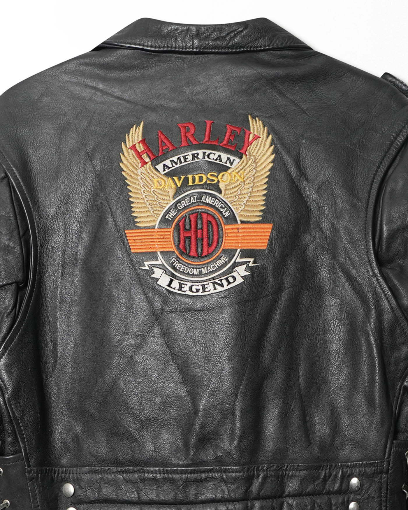 BLACK LEATHER JACKET WITH HARLEY DAVIDSON EMBROIDERY