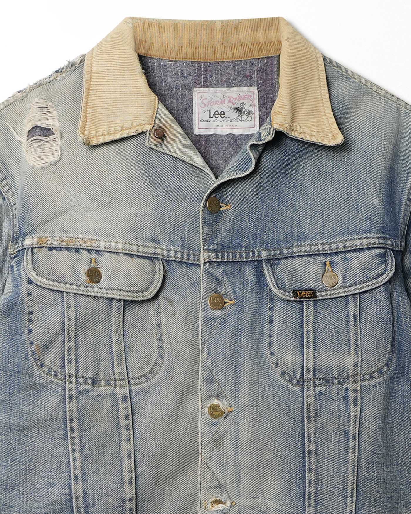 LEE STORM RIDER MID-WASH FADED DISTRESSED DENIM JACKET