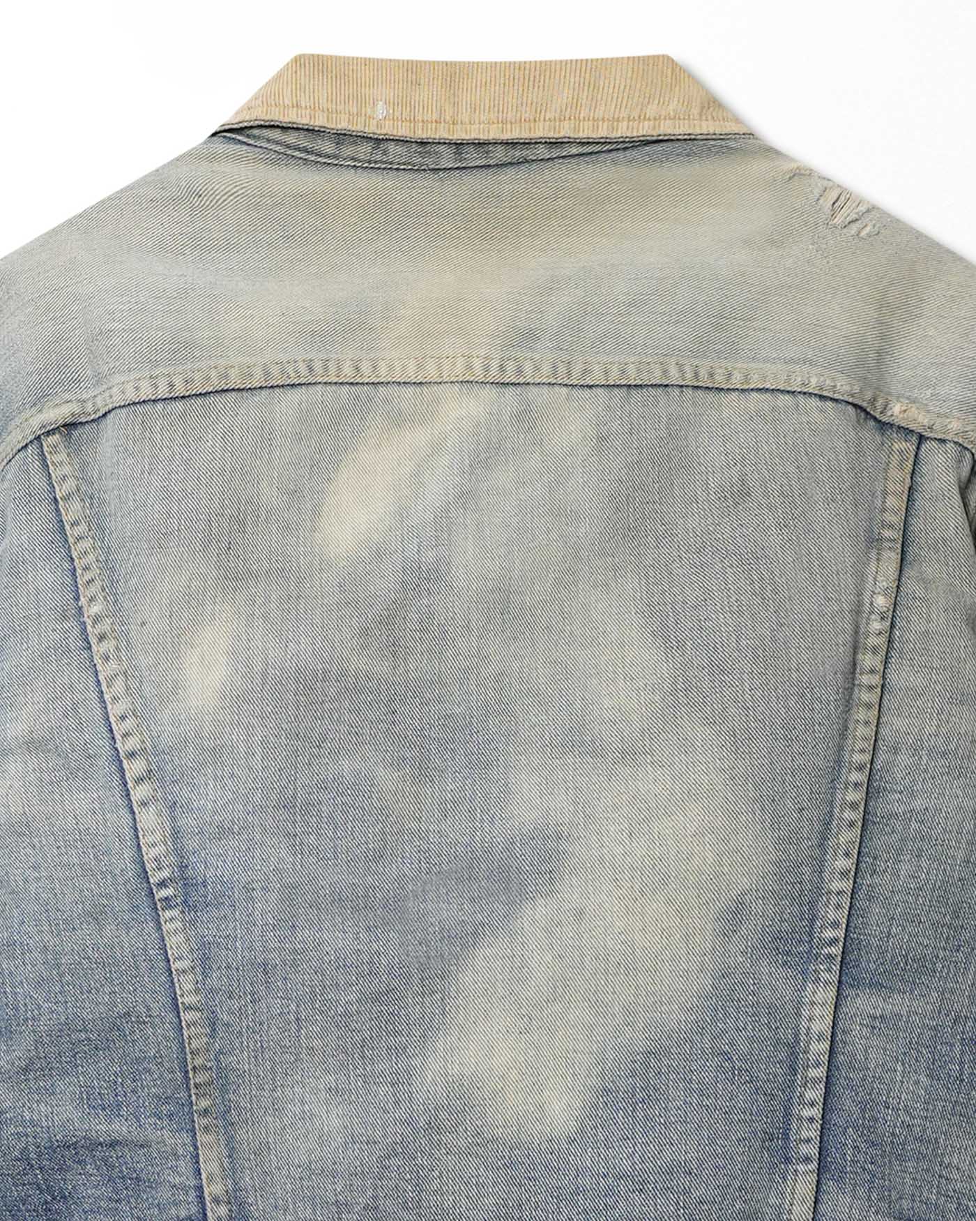 LEE STORM RIDER MID-WASH FADED DISTRESSED DENIM JACKET