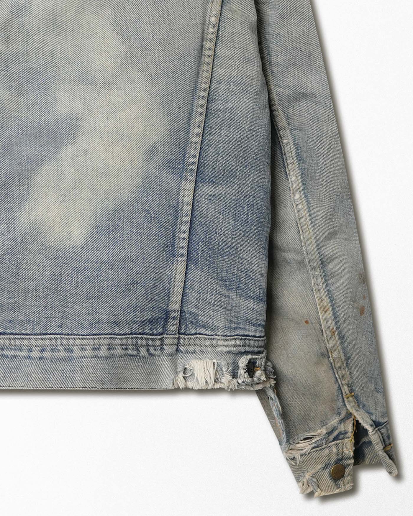 LEE STORM RIDER MID-WASH FADED DISTRESSED DENIM JACKET