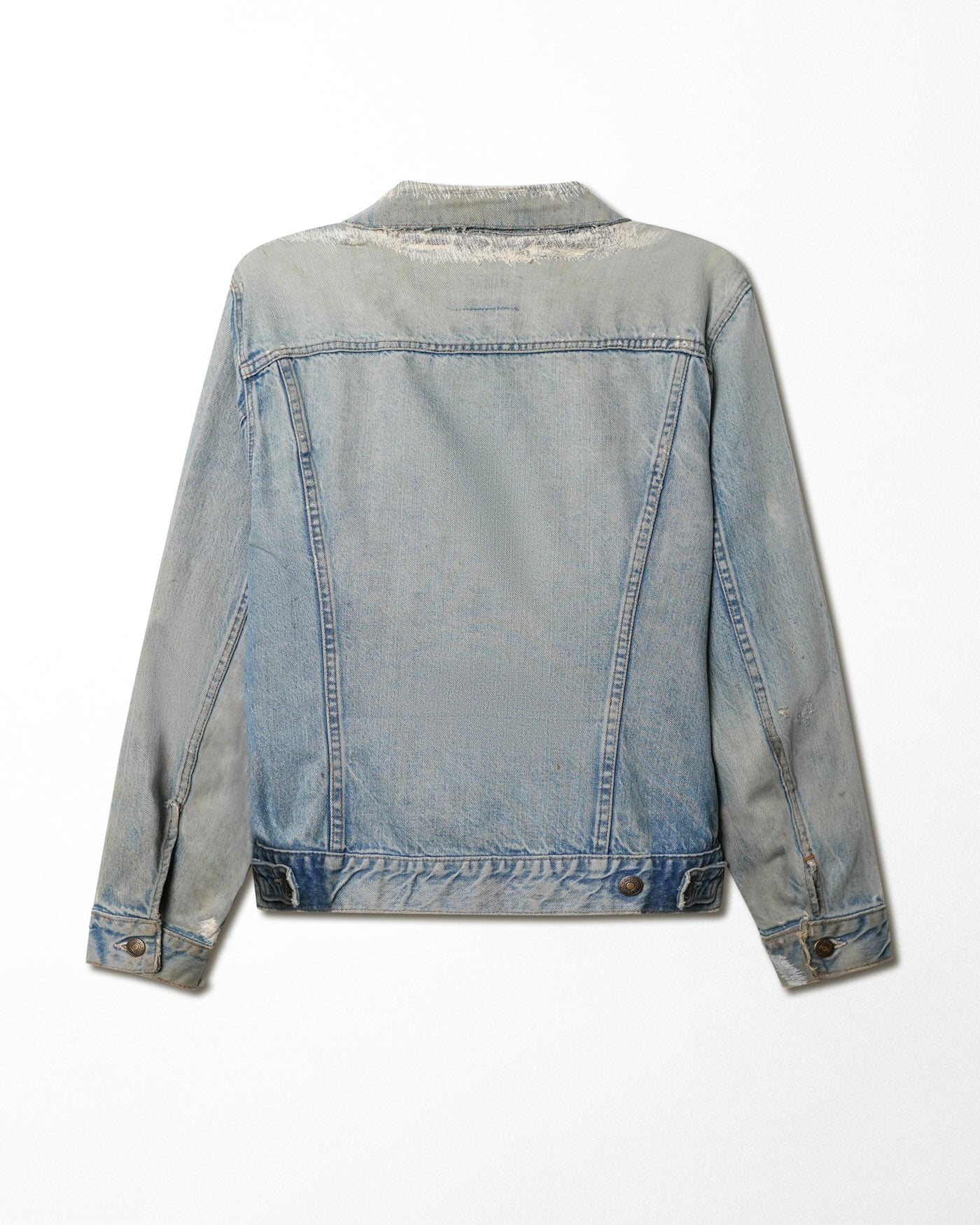LEVI'S TYPE III LIGHT WASH DENIM JACKET WITH REPAIRS