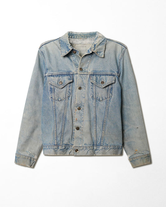LEVI'S TYPE III LIGHT WASH DENIM JACKET WITH REPAIRS