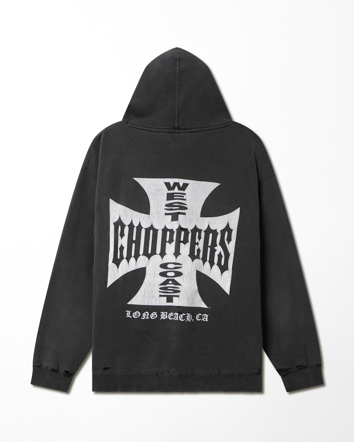 WEST COAST CHOPPERS "CLASSIC LOGO" BLACK FADED DISTRESSED HOODIE