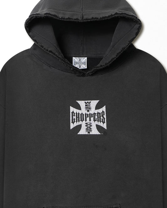WEST COAST CHOPPERS "CLASSIC LOGO" BLACK FADED DISTRESSED HOODIE