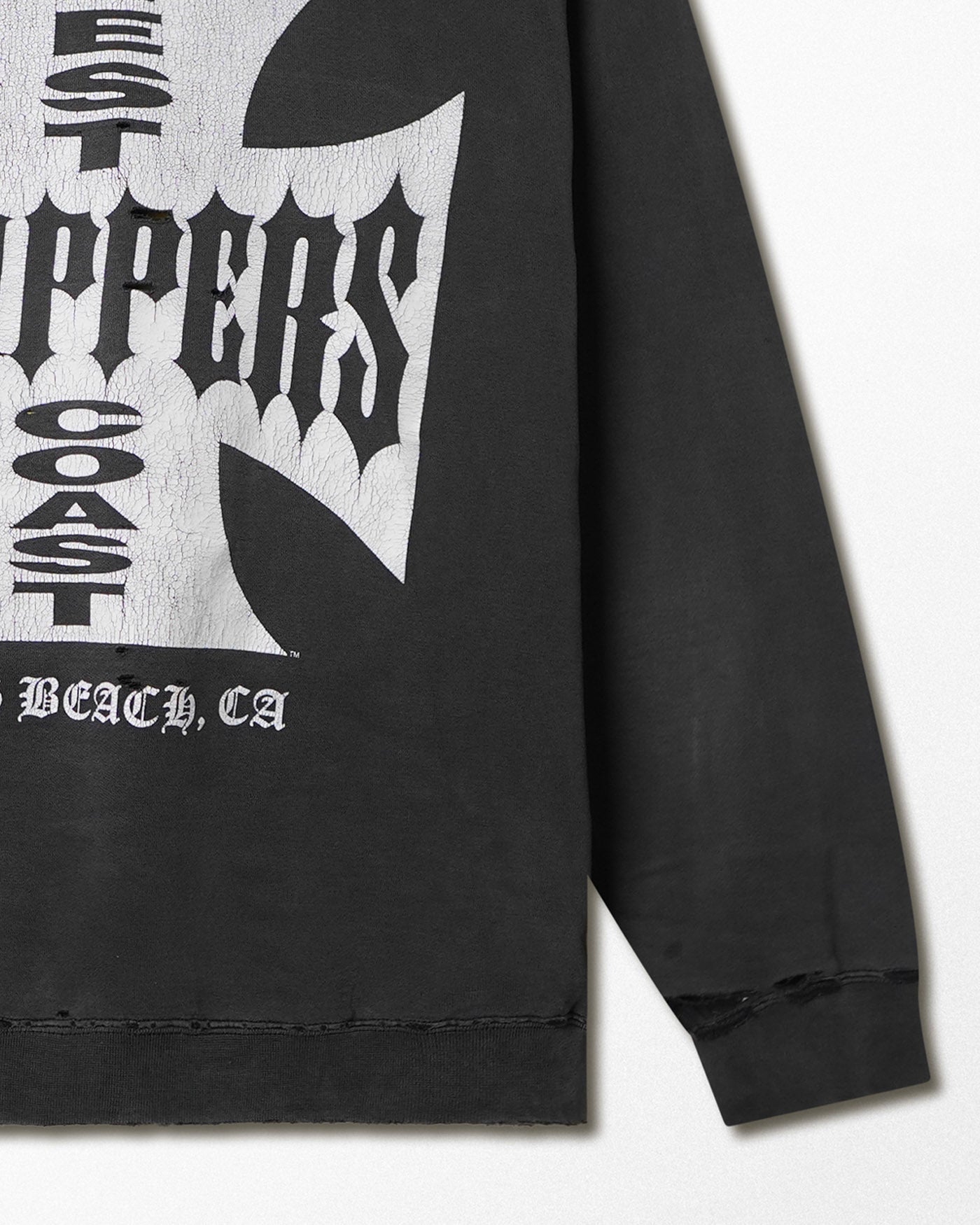 WEST COAST CHOPPERS "CLASSIC LOGO" BLACK FADED DISTRESSED HOODIE