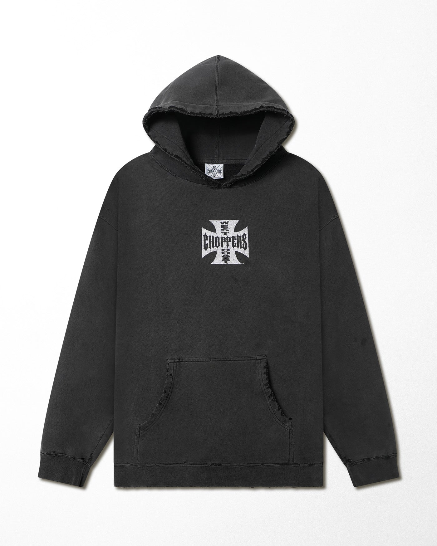 WEST COAST CHOPPERS "CLASSIC LOGO" BLACK FADED DISTRESSED HOODIE