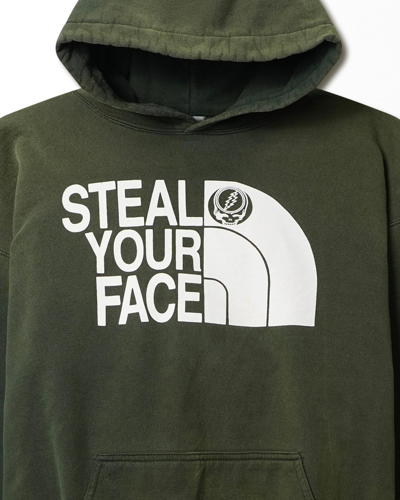 GILDAN "STEAL YOUR FACE" GREEN FADED HOODIE