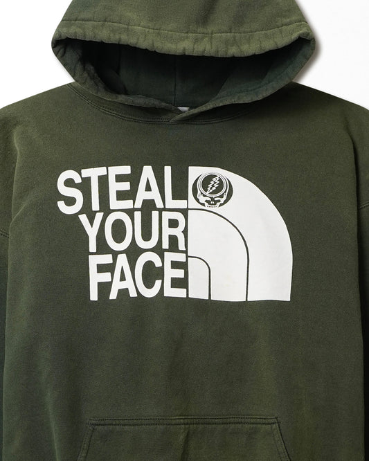 GILDAN "STEAL YOUR FACE" GREEN FADED HOODIE