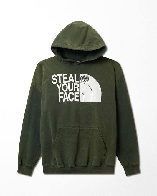GILDAN "STEAL YOUR FACE" GREEN FADED HOODIE