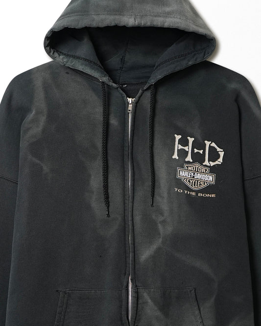 HARLEY DAVIDSON "TO THE BONE" BLACK FADED DISTRESSED HOODIE
