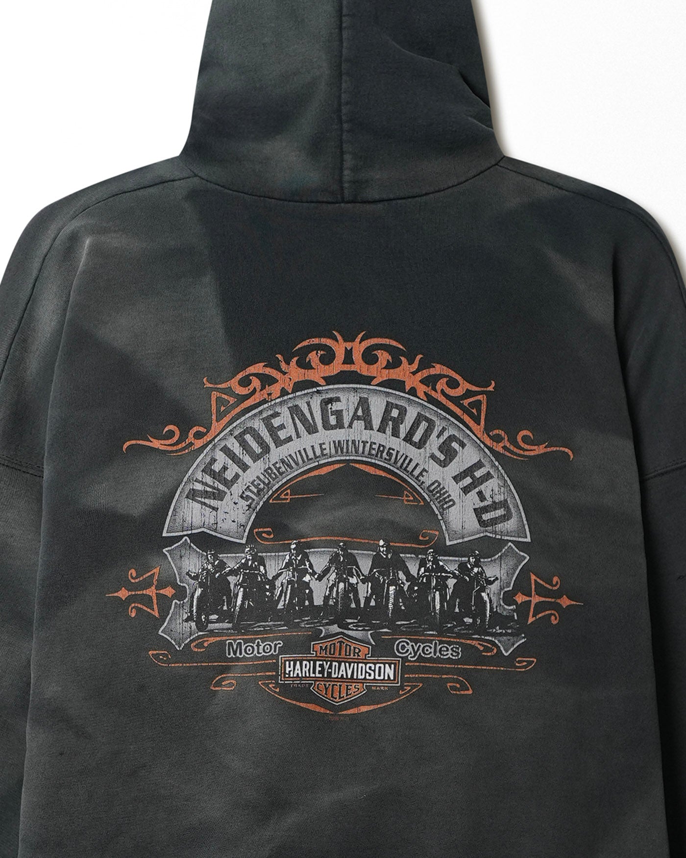 HARLEY DAVIDSON "TO THE BONE" BLACK FADED DISTRESSED HOODIE