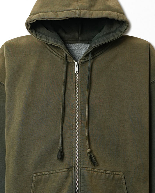 GREEN FADED HEAVYWEIGHT ZIP HOODIE