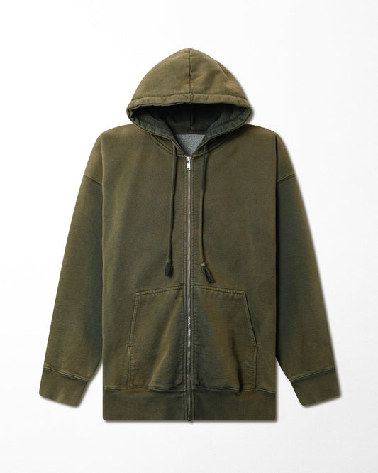 GREEN FADED HEAVYWEIGHT ZIP HOODIE